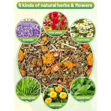 Chicken Nesting Herbs - 14 Oz Natural Nesting Box Herbs in 6 Dried Flower & Herbs for Keeping Coop Fresh and Create Comfortable Environment for Chickens