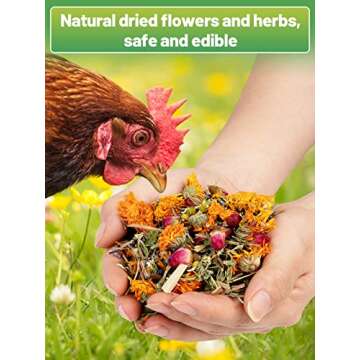 Chicken Nesting Herbs - 14 Oz Natural Nesting Box Herbs in 6 Dried Flower & Herbs for Keeping Coop Fresh and Create Comfortable Environment for Chickens