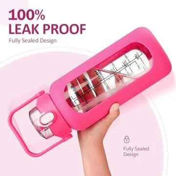 Stylish 64oz Glass Water Bottle with Straw for All use