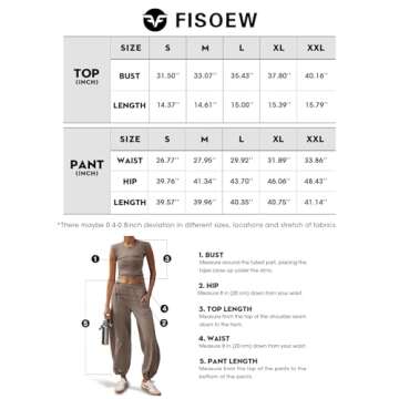 Fisoew Women's Two Piece Outfits Casual Lounge Sets Crop Tops and Joggers Tracksuit with Pockets