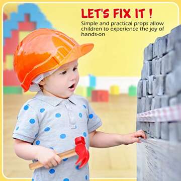 Yunsailing 10 Pcs Kids Hammer Toys 100 Pcs Wood Golf Tees, Small Wooden Hammer Simulation Fake Hammer Maintenance Tools Toys Pegs Bamboo Nail for Play Educational School Gift Party (Red, Wood Color)