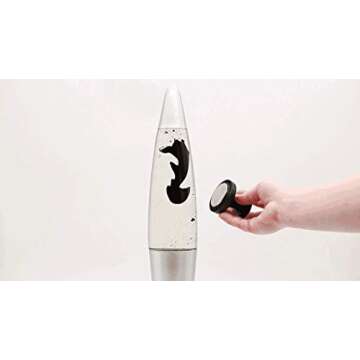 Retro Rocket Ship Ferrofluid Lava Lamp with Magnetic Black Wax and Clear Liquid, 18"