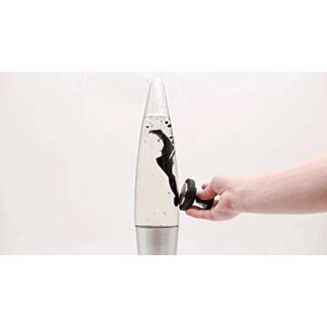 Retro Rocket Ship Ferrofluid Lava Lamp with Magnetic Black Wax and Clear Liquid, 18"