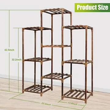 Plant Stand Indoor Outdoor, 9 Potted Tall Plant Stand for Multiple Plants, Wood Multiple Layer Plant Shelf Flower Stands for Garden Balcony Living Room with Plant Accessories