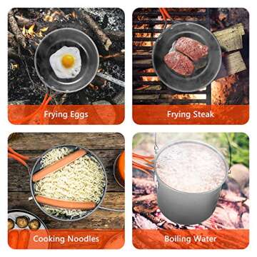 Camping Cookware Set with Stove, Portable Camping Mess Kit with Non-Stick Pots、Pans Set and Foldin...