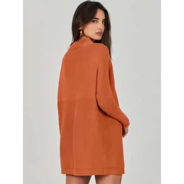 ANRABESS Women Oversized Casual Loose Turtleneck Long Sleeve Slouchy Baggy Knit Tunic Sweaters Pullover 2024 Fall Outfits Rust Orange Medium