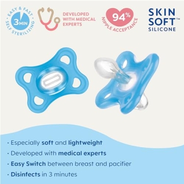MAM Comfort Baby Pacifier, Lightweight Silicone, Self-Sterilizing Case