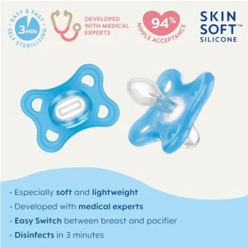 MAM Comfort Baby Pacifier, Lightweight Silicone, Self-Sterilizing Case