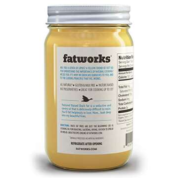 Fatworks, USDA Cage Free Duck Fat, Premium Gourmet Cooking Oil, Kettle Rendered No Preservatives, WH...