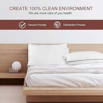 Subrcamos Luxury Comfort Bed Pillows - Hypoallergenic Polyester Microfiber Material - Premium Sleep Support for Side, Back, and Stomach Sleepers - Set of 4, Queen Size 18 x 28 inches, 45 cm x 70 cm