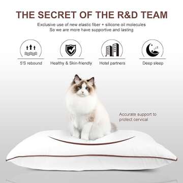 Subrcamos Luxury Comfort Bed Pillows - Hypoallergenic Polyester Microfiber Material - Premium Sleep Support for Side, Back, and Stomach Sleepers - Set of 4, Queen Size 18 x 28 inches, 45 cm x 70 cm