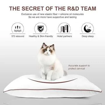 Subrcamos Luxury Comfort Bed Pillows - Hypoallergenic Polyester Microfiber Material - Premium Sleep Support for Side, Back, and Stomach Sleepers - Set of 4, Queen Size 18 x 28 inches, 45 cm x 70 cm