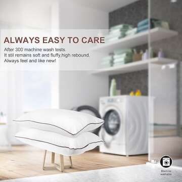 Subrcamos Luxury Comfort Bed Pillows - Hypoallergenic Polyester Microfiber Material - Premium Sleep Support for Side, Back, and Stomach Sleepers - Set of 4, Queen Size 18 x 28 inches, 45 cm x 70 cm