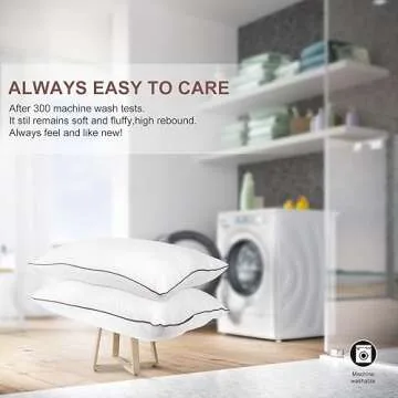 Subrcamos Luxury Comfort Bed Pillows - Hypoallergenic Polyester Microfiber Material - Premium Sleep Support for Side, Back, and Stomach Sleepers - Set of 4, Queen Size 18 x 28 inches, 45 cm x 70 cm