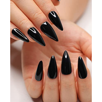 Morily 24Pcs Black Press on Nails for Chic Style