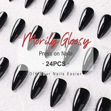 Morily 24Pcs Black Press on Nails for Chic Style