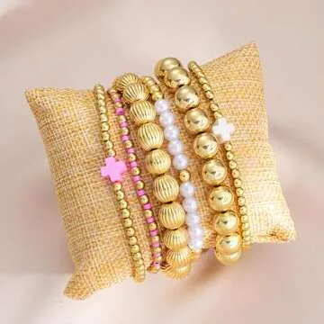 Trendy Gold Beaded Bracelets Stack for Women - Perfect Gift