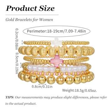 Trendy Gold Beaded Bracelets Stack for Women - Perfect Gift