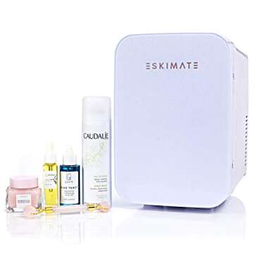 Eskimate 6 Liter Compact Portable Mini Fridge for Bedroom, Office, Car, Dorm with Thermoelectric Cooler and Warmer, Small Refrigerator Storage for Skincare, Beauty, Breastmilk, Snacks - Classic White