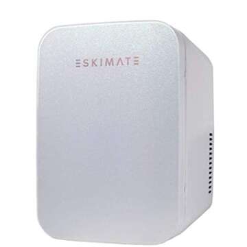 Eskimate 6 Liter Compact Portable Mini Fridge for Bedroom, Office, Car, Dorm with Thermoelectric Cooler and Warmer, Small Refrigerator Storage for Skincare, Beauty, Breastmilk, Snacks - Classic White