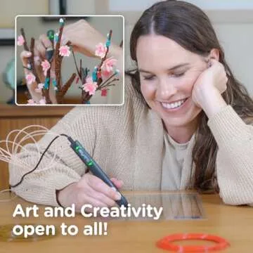 3Doodler Flow 3D Printing Pen for Teens, Adults & Creators! - Black - with Free Refill Filaments + Stencil Book + Getting Started Guide