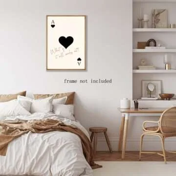 Black Trendy Canvas Wall Art What If It All Works Out Retro Playing Card Poster Ace of Hearts Canvas Print Preppy y2k Room Dorm Decor 8x12inch Unframed