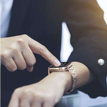 CCnutri Compatible for Apple Watch Bands 38mm 40mm, Innovative No Tool Needed Stainless Steel Replacement Straps Wristbands iWatch Bracelet for Apple Watch Series 6 5 4 3 2 1 SE, Rose Gold