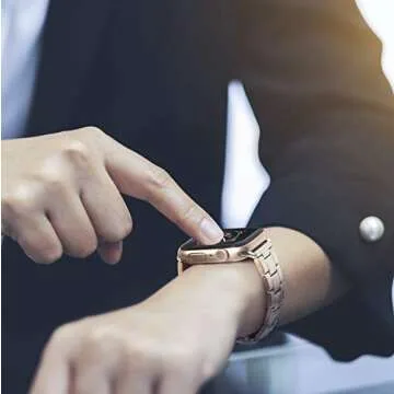 CCnutri Compatible for Apple Watch Bands 38mm 40mm, Innovative No Tool Needed Stainless Steel Replacement Straps Wristbands iWatch Bracelet for Apple Watch Series 6 5 4 3 2 1 SE, Rose Gold