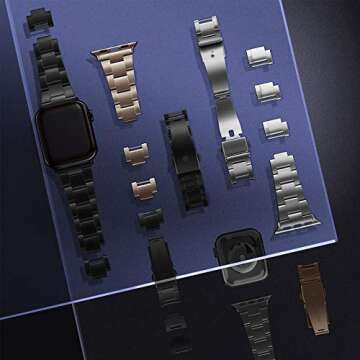 CCnutri Compatible for Apple Watch Bands 38mm 40mm, Innovative No Tool Needed Stainless Steel Replacement Straps Wristbands iWatch Bracelet for Apple Watch Series 6 5 4 3 2 1 SE, Rose Gold