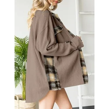 SHEWIN Waffle Knit Shacket for Fall Fashion