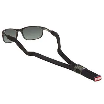 Koala Lifestyle Chums Classic Glassfloats Floating Eyewear Retainer Sunglass Strap | Eyeglass & Glasses Float | Water Sports Holder Keeper Lanyard | 2pk Bundle + Cloth, Black