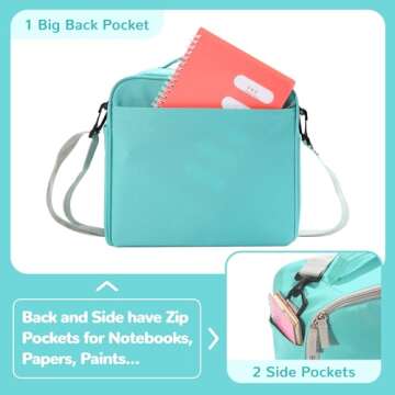 Togood Storage Tote Bag for Marker Pens Brush Pen Coloring Pencils Books Art and Crafts Supplies Tools Cosmetics, Up to 130 Pens,light green