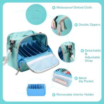 Togood Storage Tote Bag for Marker Pens Brush Pen Coloring Pencils Books Art and Crafts Supplies Tools Cosmetics, Up to 130 Pens,light green