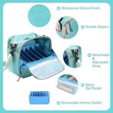 Togood Storage Tote Bag for Marker Pens Brush Pen Coloring Pencils Books Art and Crafts Supplies Tools Cosmetics, Up to 130 Pens,light green