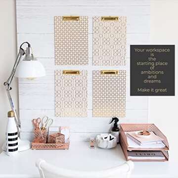 BLU MONACO Office Supplies Rose Gold Desk Accessories for Women-6 Piece Interlocking Stylish Desk Or...