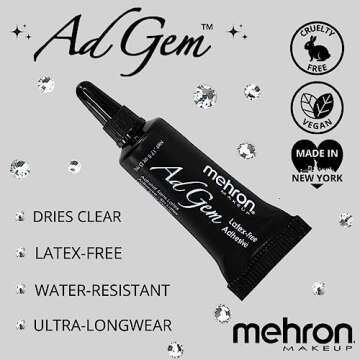 Mehron Makeup AdGem Adhesive | Rhinestone Glue | Latex-Free Eyelash Glue | Body Adhesive .17 fl oz (5 ml)