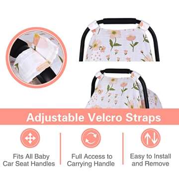 Muslin Carseat Cover for Babies, Metplus Breathable Infant Carseat Cover Lightweight Baby Carrier Co...