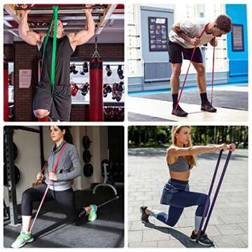 JDDZ SPORTS Pull up Resistance and Assist Bands, Workout Bands | Powerlifting Bands,Mobility Stretch Bands,Exercise Band for Body Fitness Training,Chin Ups, Stretch (Set of 5), #5 Multicolor, MV202
