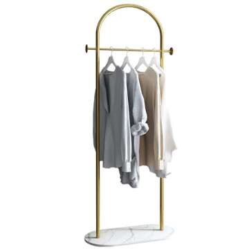 Elegant BUZUEY Gold Clothing Rack with Marble Base