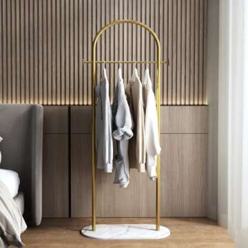 Elegant BUZUEY Gold Clothing Rack with Marble Base