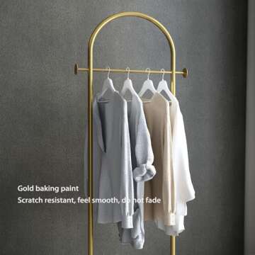 Elegant BUZUEY Gold Clothing Rack with Marble Base