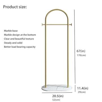 Elegant BUZUEY Gold Clothing Rack with Marble Base
