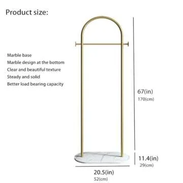 Elegant BUZUEY Gold Clothing Rack with Marble Base