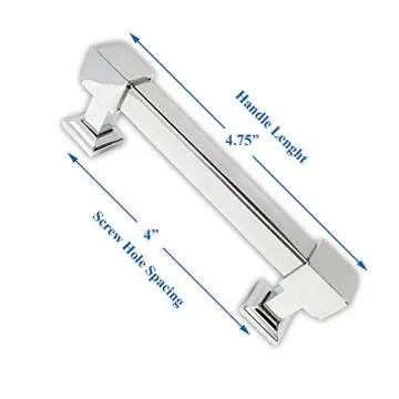 Southern Hills Polished Chrome Drawer Pulls, 4 Inch Screw Spacing, (Pack of 5), Chrome Cabinet Handles, Cabinet Hardware, Cupboard Handles, SHKM010-CHR-5