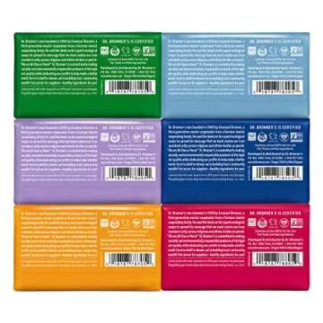 Dr. Bronner's - Pure-Castile Bar Soap (5 Ounce Variety Gift Pack) Almond, Unscented, Lavender, Peppe...