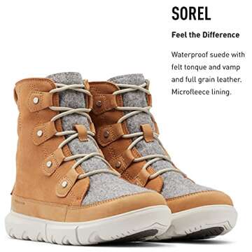 Sorel Women's Explorer II Joan Felt Waterproof Boot - Tawny Buff, Moonstone - Size 7