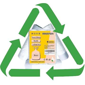 Small Trash Bags 4 Gallon Drawstring, Inwaysin 4 Gallon Trash Bag Extra Strong, Small Garbage Bags for Bathroom Can Bedroom Office Can, Unscented, Quick Cinch,15-18L, White, 54Count