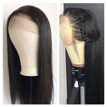360 Lace Frontal Wig, VIPbeauty 150% Density Glueless Brazilian Straight Human Hair 360 Lace Frontal Wigs Pre Plucked with Baby Hair for Black Women(14", Nature Color)