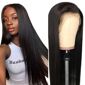 360 Lace Frontal Wig, VIPbeauty 150% Density Glueless Brazilian Straight Human Hair 360 Lace Frontal Wigs Pre Plucked with Baby Hair for Black Women(14", Nature Color)