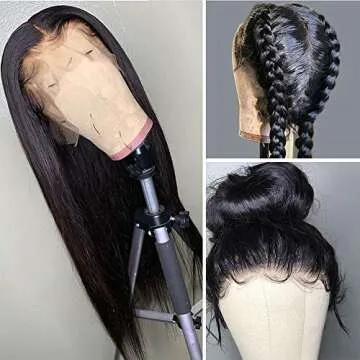 360 Lace Frontal Wig, VIPbeauty 150% Density Glueless Brazilian Straight Human Hair 360 Lace Frontal Wigs Pre Plucked with Baby Hair for Black Women(14", Nature Color)